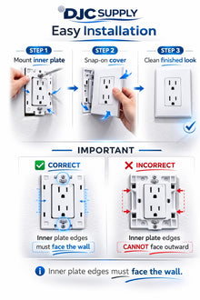 DJC Supply Screwless Wall Plate Cover, 1 Gang, 2.75" x 4.5", White Gloss, Universal Fit, Modern Seamless Design works with outlets, switches, GFCI, and more!