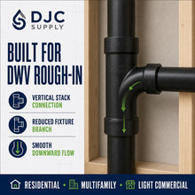 DJC Supply ABS DWV Sanitary Tees and Reducing Sanitary Tees, All Hub Black Drain Waste Vent Pipe Fittings