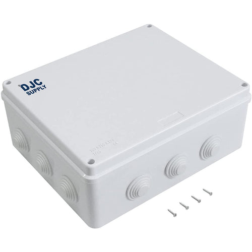 DJC Supply Co. 4" x 4" x 2.75" PVC Waterproof Plastic Junction Conduit Box with Pre Molded 3/4" & 1" Conduit Holes