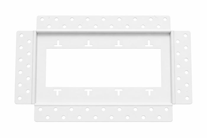 DJC Supply Trimless recessed Plaster-in Receptacle Frame Mount, Rolled Steel Satin White Powder Coat Finish, Ultra Modern Seamless Look. Upgrade Your Space!