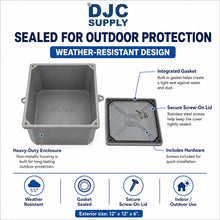DJC Supply Non-Metallic Underground Terminal Junction Box – Gray, Watertight Seal – PJB Plastic/Fiberglass Blend