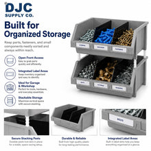 DJC Supply Extra Large Stackable Storage Bins 2 Pack – 16.5" x 14.5" x 6.9" Heavy Duty Organizer, Hangable & Side-Connect Design for Garage, Tools, Parts, Warehouse & Home Storage