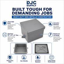 DJC Supply Non-Metallic Underground Terminal Junction Box – Gray, Watertight Seal – PJB Plastic/Fiberglass Blend