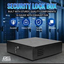 Heavy Duty Steel 18" x 18" x 5" DVR/PC Security Lock box with 16 Gauge steel walls, Exhaust Fan, Great electonics lock box for stores, gyms, classrooms, and any public place
