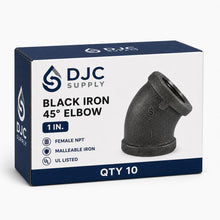 DJC Supply Black Iron Malleable/Black Steel 45 Degree Elbows, NPT Pipe Fittings
