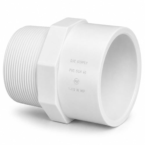 DJC Supply PVC Schedule 40 Threaded MIP and FIP Adapters, White