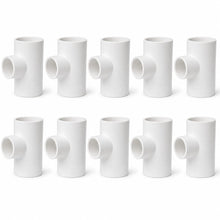DJC Supply PVC Schedule 40 Tee, 1-1/2", White Pressure Fitting for Cold Water Supply, Slip x Slip x Slip, 10-Pack
