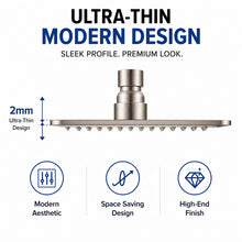 DJC Flow Square Rainfall Shower Head 8” & 12” – 100% 304 Stainless Steel Build – High Pressure Ultra Thin Design – Anti-Clog Nozzles – Universal Fit – 10 Year Warranty