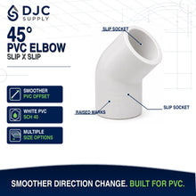 DJC Supply PVC Schedule 40 Elbows, 45 Degree, White