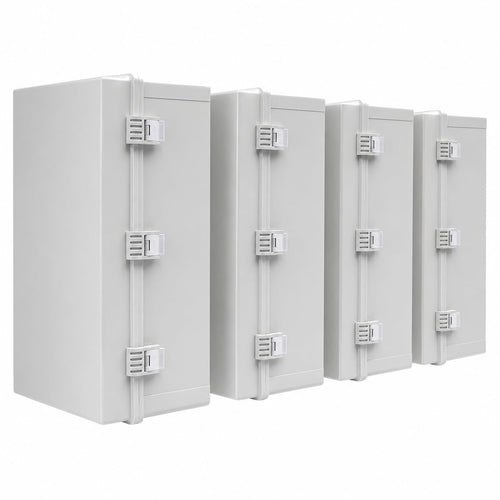 DJC Supply IP67 Waterproof Electrical Junction Box – 11.8" x 15.7" x 6.7" ABS Outdoor Weatherproof Enclosure, Hinged Cover, Mounting Plate & Wall Brackets Included, Indoor/Outdoor Use (4 Pack)