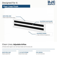 DJC Supply Linear Slot Diffuser Register Cover Only, 1, 2 or 3 Slot, 12 to 48 in, White Steel HVAC Ceiling or Wall Vent, Plenum Box Sold Separately