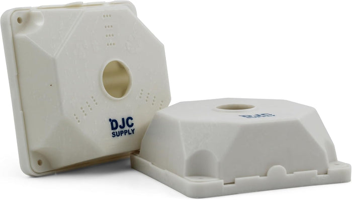 DJC Supply Universal CCTV Security Camera Mount, Junction Box for survlaince Camera, Multi Pattern mounting Hold for Easy Install. Strong ABS Plastic