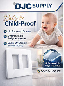 DJC Supply Screwless Wall Plate Cover, 1 Gang, 2.75" x 4.5", White Gloss, Universal Fit, Modern Seamless Design works with outlets, switches, GFCI, and more!