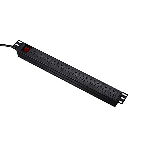 Ares Vision 125V 15A, 8 Socket NEMA 5-15R Standard 15A sockets, Single Thermal Breaker with LED Light, NEMA 5-15P Plug with 16AWG, 10 Foot (3M) Power Cable (8 Socket)