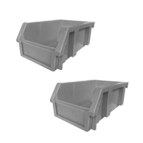 DJC Supply Grey XTRA SMALL 3.5" X 5.2" X 2.1" Heavy duty thermoplastic storage bin organizer, Stackable, Hangable, Side-connect, Used in classrooms, garages, warehouse, factories and more! (2 Pack)