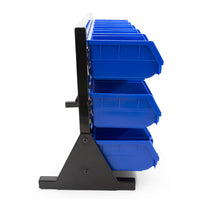 DJC Supply Heavy Duty Storage Bin Set & Steel Panel for Hanging Bin, Bench Mountable Steel Rolled Panel, 15 Bins included, Great for organzing Tools, Parts, and More.
