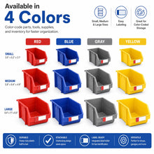 DJC Supply Stackable Storage Bins 2 Pack – 8.4" x 11" x 6.9" Heavy Duty Polypropylene Organizer, Hangable & Side-Connect Design for Garage, Tools, Parts, Warehouse & Home Storage