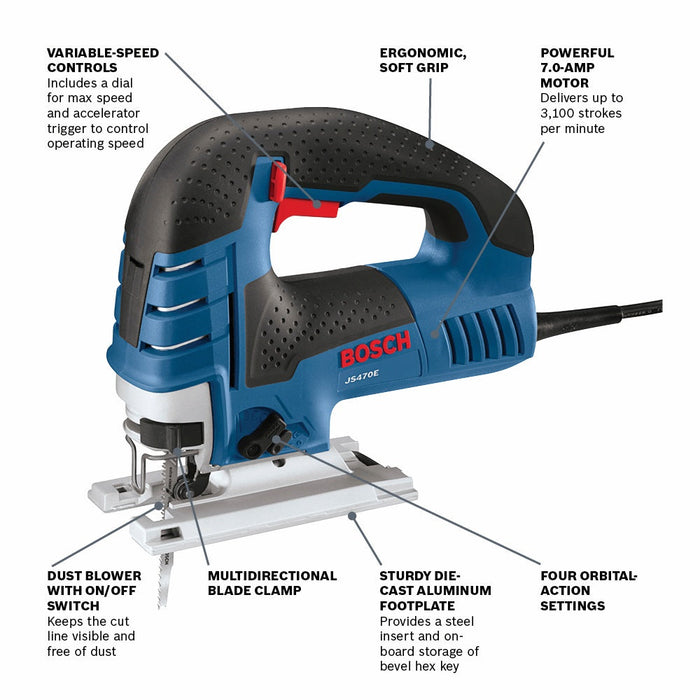 BOSCH JS470E 7.0 Amp Top-Handle Jig Saw