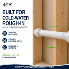 DJC Supply Schedule 40 PVC Threaded Pipe Nipples, White, Male NPT Both Ends