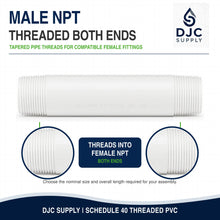 DJC Supply Schedule 40 PVC Threaded Pipe Nipples, White, Male NPT Both Ends