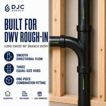 DJC Supply ABS DWV Combination Wye & 1/8 Bend Fittings, Black