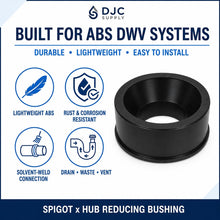 DJC Supply ABS DWV Reducer Bushings, Spigot x Hub Black Drain Waste Vent Pipe Fittings