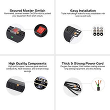 Ares Vision 125V 15A, 8 Socket NEMA 5-15R Standard 15A sockets, Single Thermal Breaker with LED Light, NEMA 5-15P Plug with 16AWG, 3m Power Cable