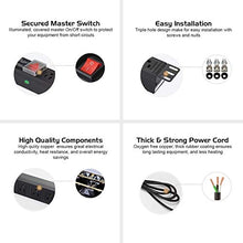 Ares Vision 125V 15A, 8 Socket NEMA 5-15R Standard 15A sockets, Single Thermal Breaker with LED Light, NEMA 5-15P Plug with 16AWG, 10 Foot (3M) Power Cable (8 Socket)