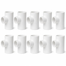DJC Supply PVC Schedule 40 Tee, 2", White Pressure Fitting for Cold Water Supply, Slip x Slip x Slip, 10-Pack