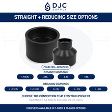 DJC Supply ABS DWV Couplings Black Drain Waste Vent Pipe Fittings