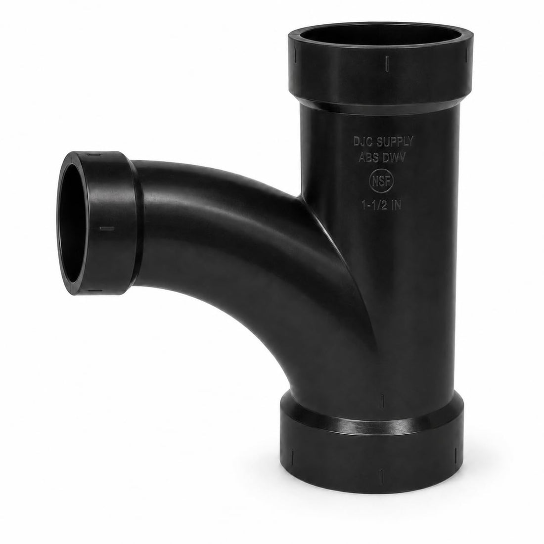 DJC Supply ABS DWV Combination Wye & 1/8 Bend Fittings, Black