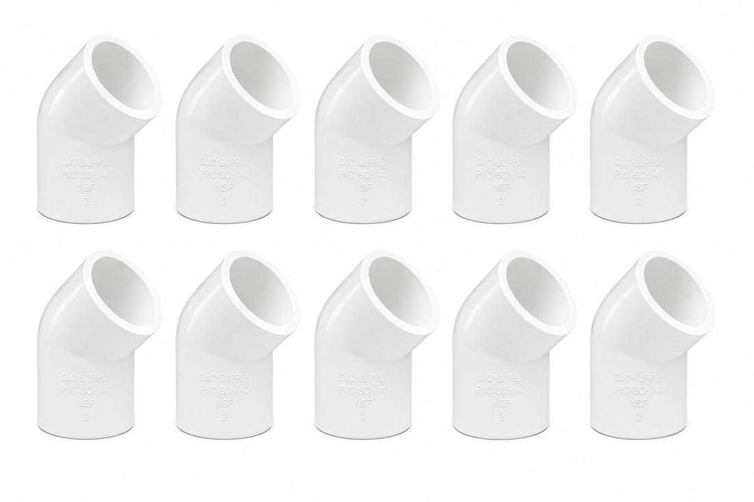 DJC Supply PVC Schedule 40 Elbows, 90 and 45 Degree, White