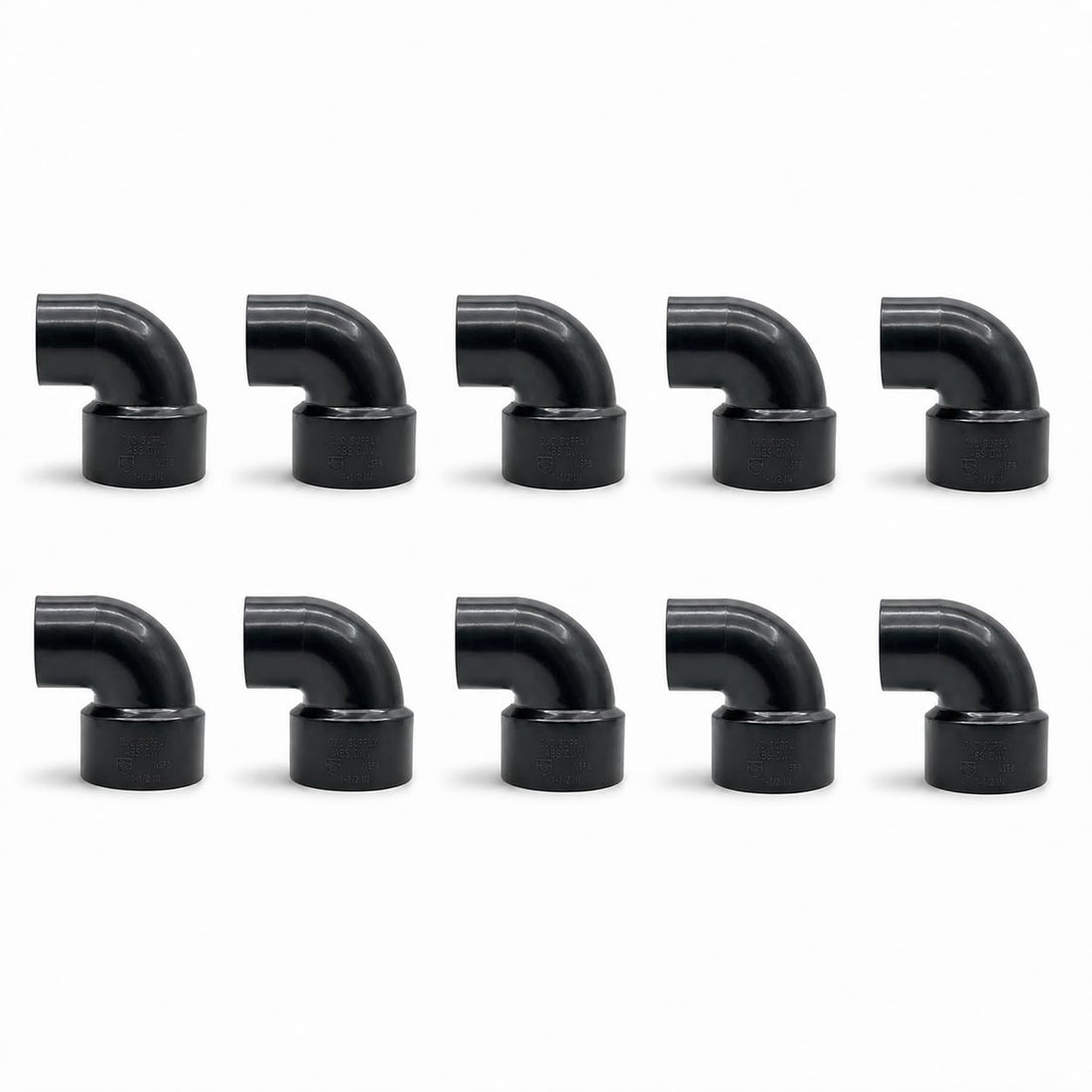 DJC Supply ABS DWV Elbows, 45 Degree, Long Sweep 1/4 Bend 90 Degree, and 90 Degree Vent Turns, Black Fittings
