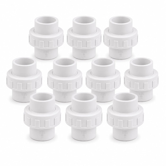 DJC Supply PVC Schedule 40 Unions, Slip x Slip, White