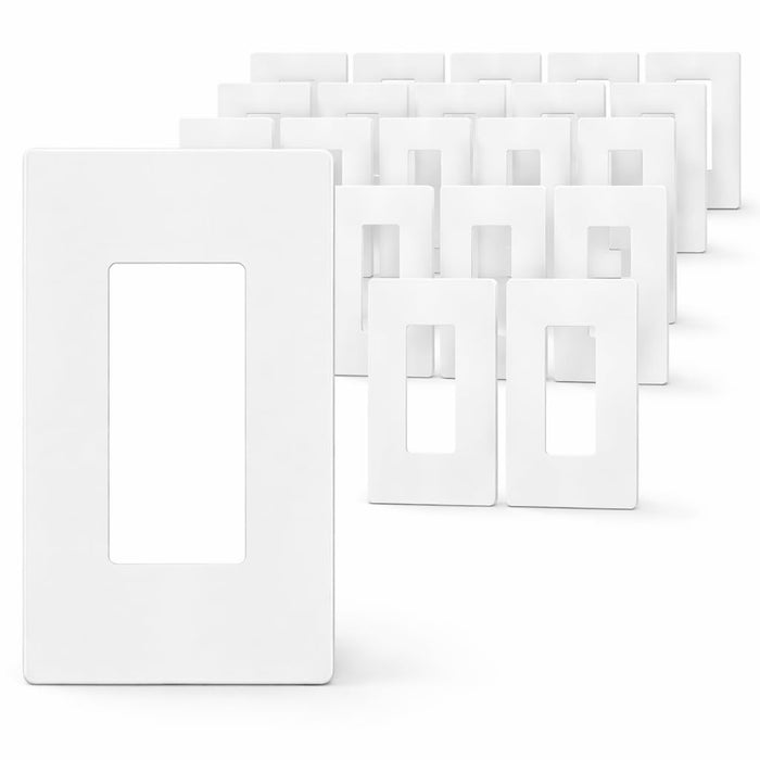 DJC Supply Screwless Wall Plate Cover, 1 Gang, 2.75" x 4.5", White Gloss, Universal Fit, Modern Seamless Design works with outlets, switches, GFCI, and more!