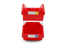 Organizador de contenedores de almacenamiento de termoplástico resistente DJC Supply RED grande de 8,4" x 11" x 6,9", apilable, para colgar, conexión lateral, se usa en aulas, garajes, almacenes, fábricas y más (paquete de 2)