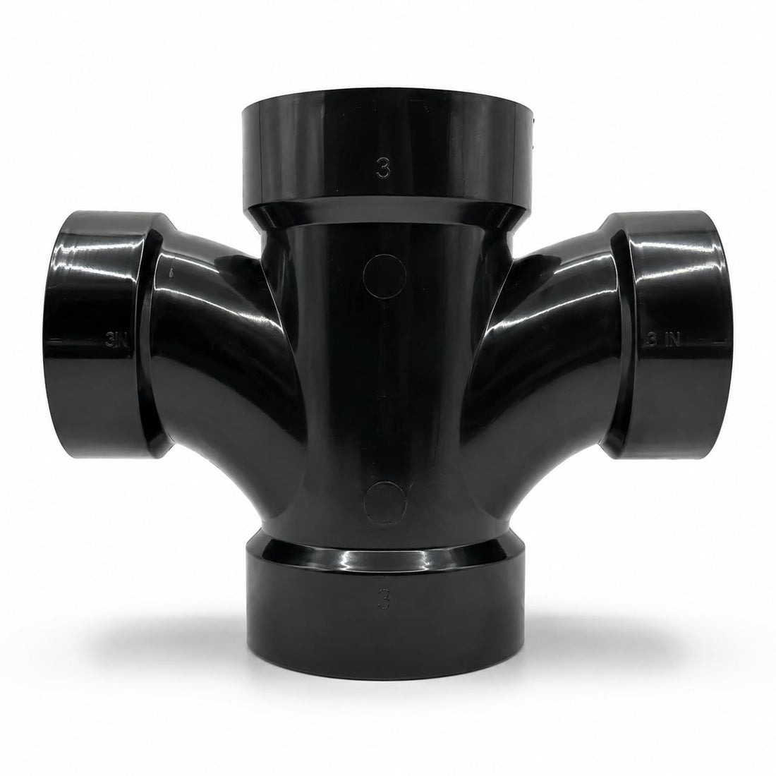 DJC Supply ABS DWV Sanitary Tees and Reducing Sanitary Tees, All Hub Black Drain Waste Vent Pipe Fittings