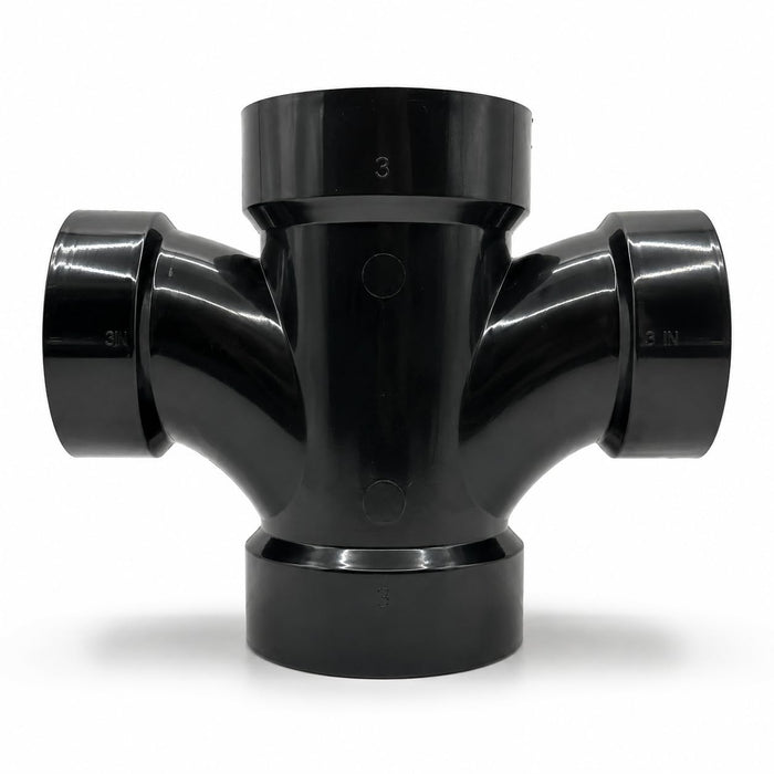 DJC Supply ABS DWV Sanitary Tees and Reducing Sanitary Tees, All Hub Black Drain Waste Vent Pipe Fittings