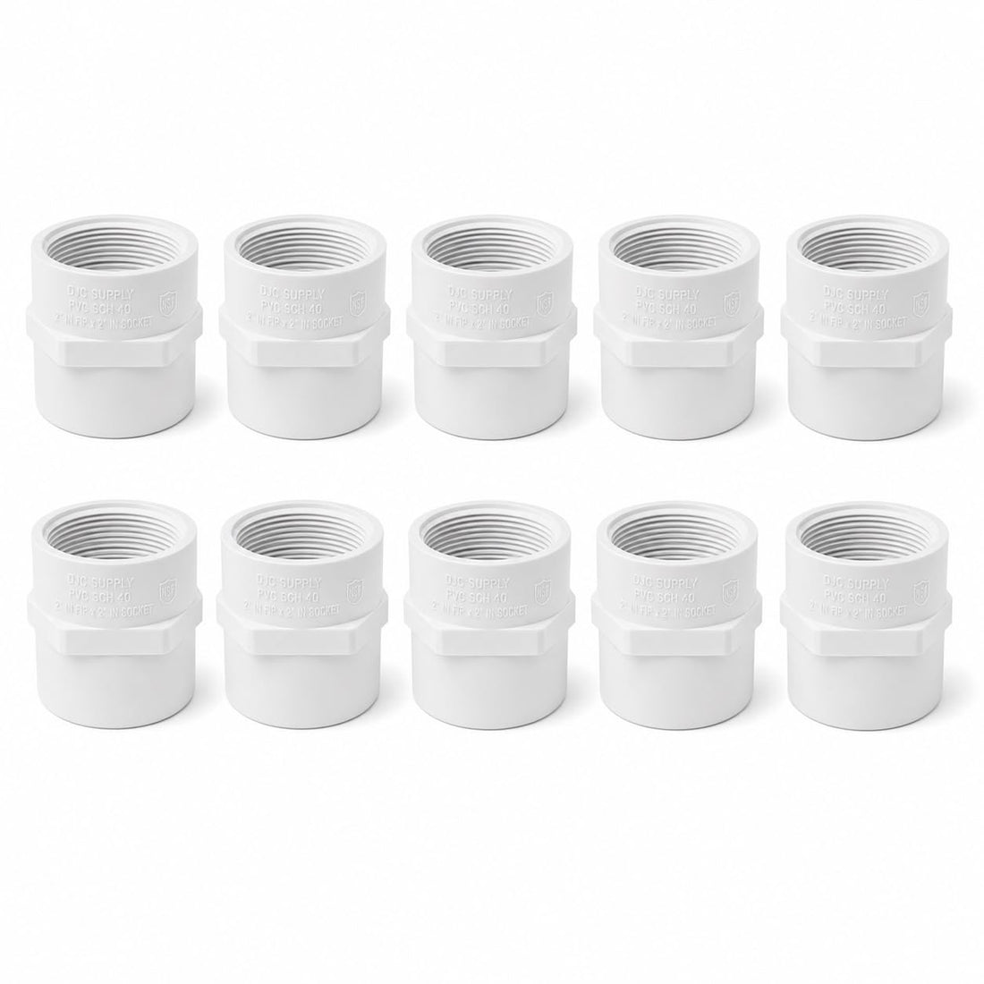 DJC Supply PVC Schedule 40 Threaded MIP and FIP Adapters, White