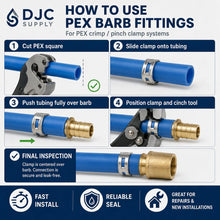 DJC Supply Brass PEX-B FIP Female thread Fitting, Crimp-Style Plumbing Connector for PEX Tubing, Durable Brass Construction