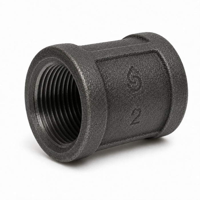 DJC Supply Black Iron Steel Coupler, NPT Threaded Pipe Fitting, UL Listed for Residential & Commercial Gas Applications