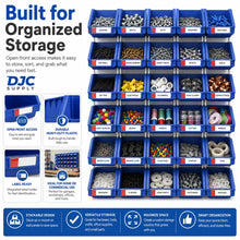 DJC Supply Stackable Storage Bins 2 Pack – 8.4" x 11" x 6.9" Heavy Duty Polypropylene Organizer, Hangable & Side-Connect Design for Garage, Tools, Parts, Warehouse & Home Storage