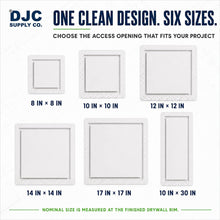 DJC Supply Flush Mount Recessed Access Panel for Wall & Ceiling, Plaster-In Metal Construction, Concealed Drywall Access Door for Plumbing, Electrical, HVAC & Utility Openings
