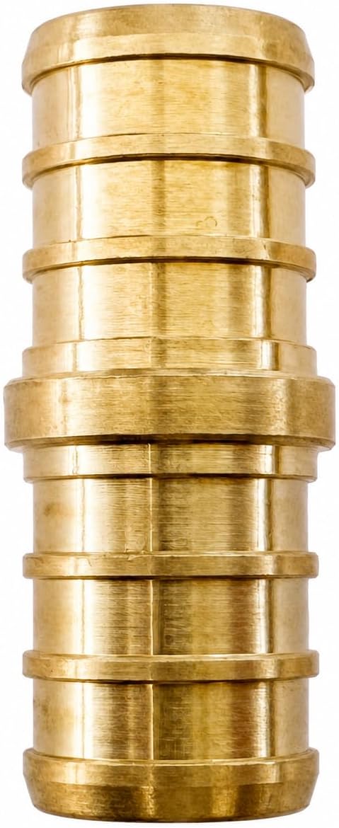 DJC Supply PEX-B straight brass coupling, 1/2-inch example
