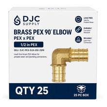DJC Supply PEX-B 90° Elbow, Lead-Free Brass Crimp Fitting, Compatible with PEX-B Tubing, NSF Certified, for Potable Water Plumbing