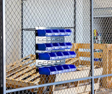 DJC Supply Heavy Duty Thermoplastic Storage Bin Set & Steel Panel for Hanging Bin, Wall Mountable Steel Rolled Panel, 20 Bins included, Great for organzing Tools, Parts, and More.
