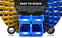 DJC Supply Heavy duty thermoplastic storage bin organizer, Stackable, Hangable, Side-connect (BLUE (8 PACK), SMALL 3.9" X 6.3" X 2.9")