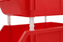 Organizador de contenedores de almacenamiento de termoplástico resistente DJC Supply RED grande de 8,4" x 11" x 6,9", apilable, para colgar, conexión lateral, se usa en aulas, garajes, almacenes, fábricas y más (paquete de 2)