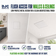 DJC Supply Flush Mount Recessed Access Panel for Wall & Ceiling, Plaster-In Metal Construction, Concealed Drywall Access Door for Plumbing, Electrical, HVAC & Utility Openings