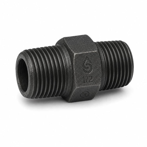 DJC Supply Black Iron Malleable/Black Steel Hex Nipples, NPT Pipe Fittings